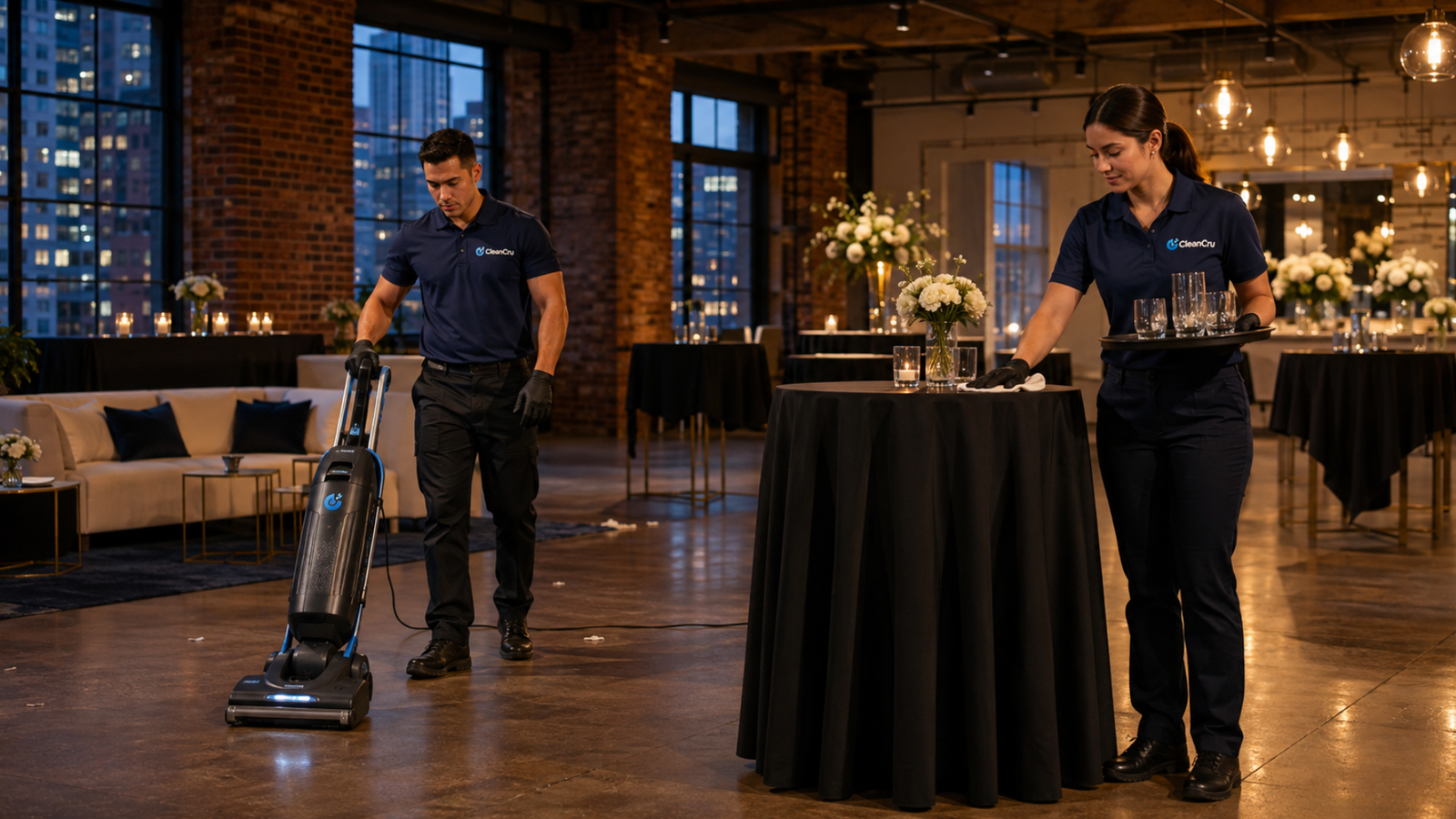 CleanCru post-event cleanup and venue turnover at a NYC event space